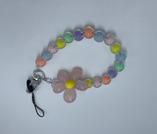 Pulsera de Cuentas con Flor para Celular