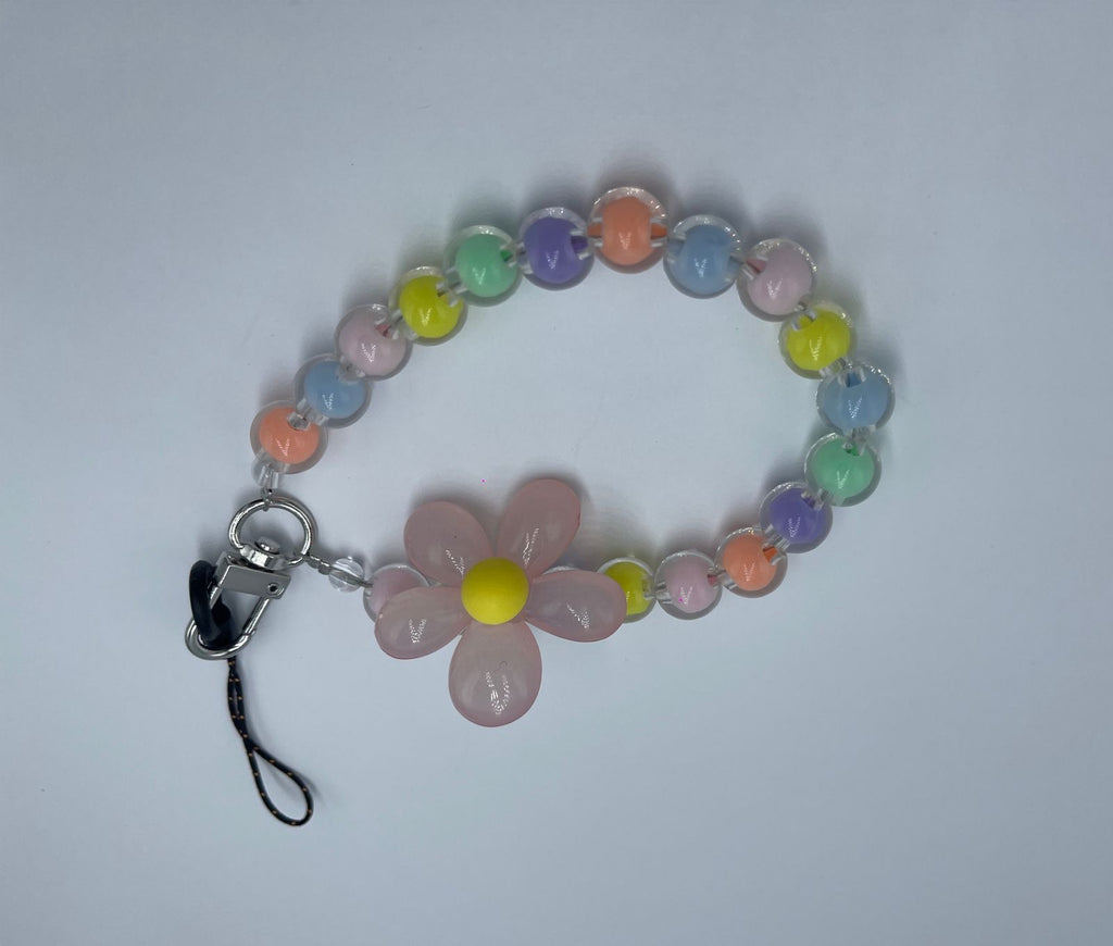 Pulsera de Cuentas con Flor para Celular