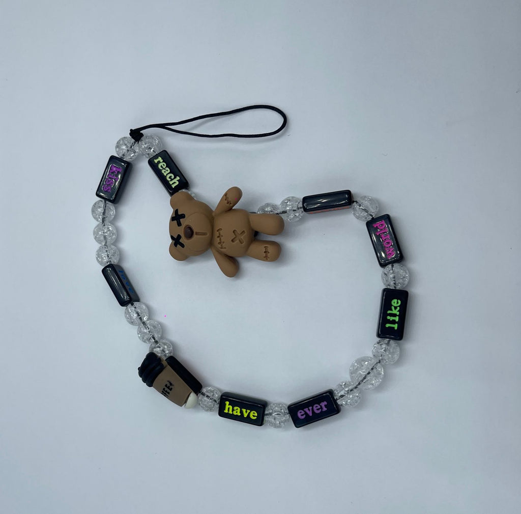 Colgante de Cuentas con Letras y Oso para Celular