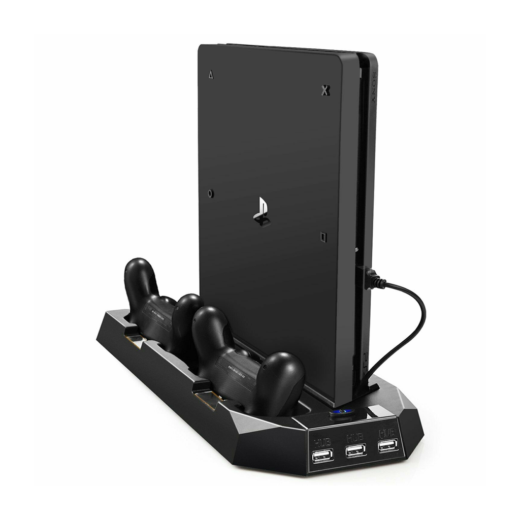Base con ventilador y cargador de controles PS4 Slim (Producto Único)